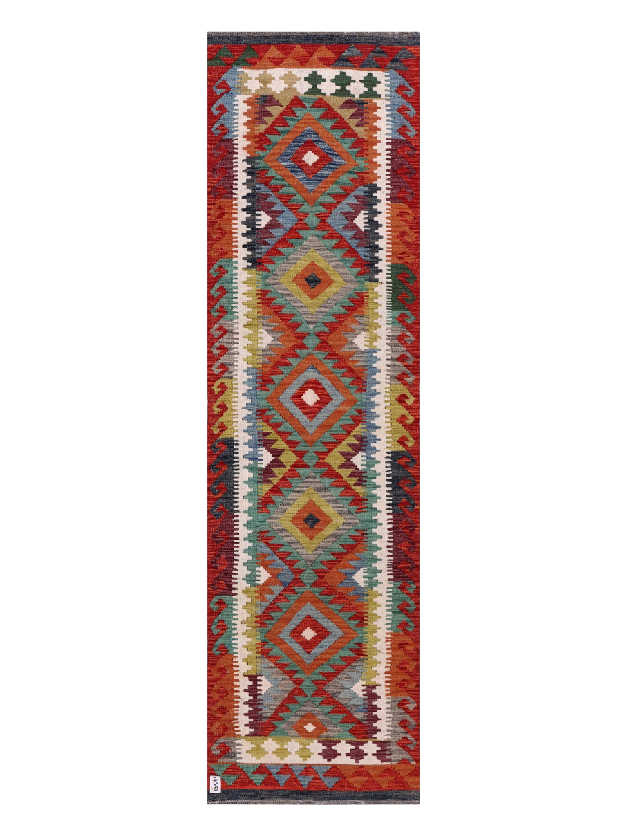 Maimana Afghanistan Kilim Runner Rug - 246 x 69 cm