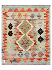 Maimana Afghanistan Kilim Accent Rug - 92 x 75 cm