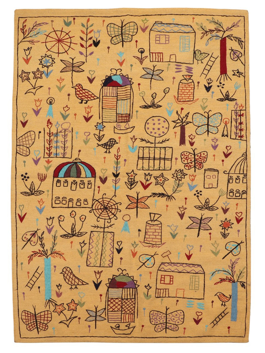 Suzani Hand Embroidered Kilim - Size: 210 x 150 cm