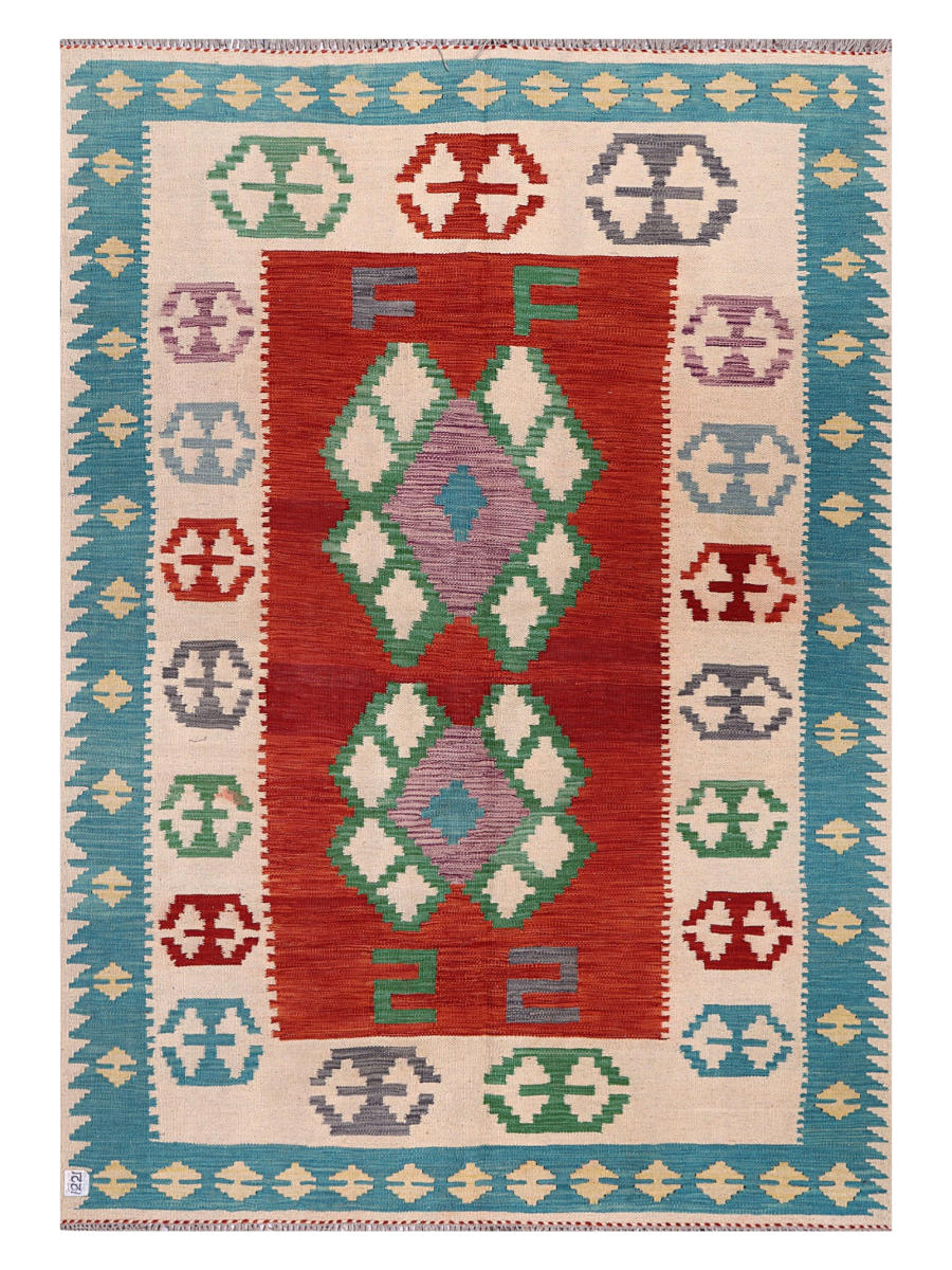Maimana Afghanistan Kilim Accent Rug - 203 x 145 cm