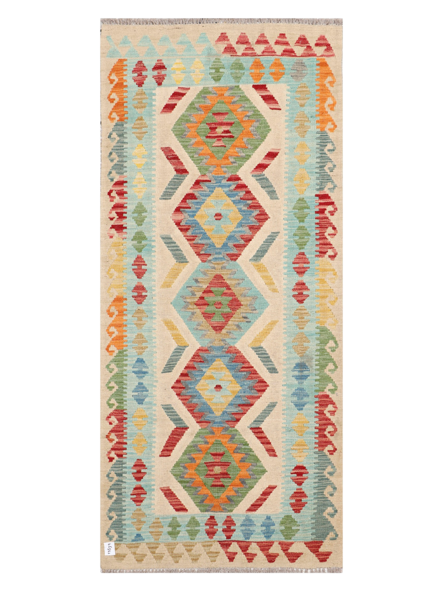 Maimana Afghanistan Kilim Runner Rug - 199 x 87 cm