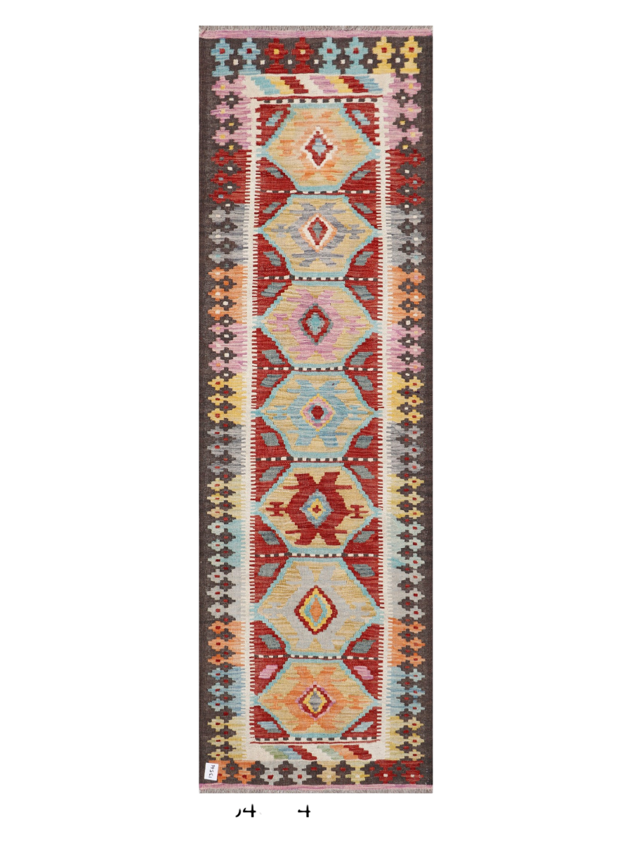 Maimana Afghanistan Kilim Runner Rug - 246 x 75 cm