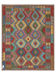 Maimana Afghanistan Kilim Accent Rug - 191 x 152 cm