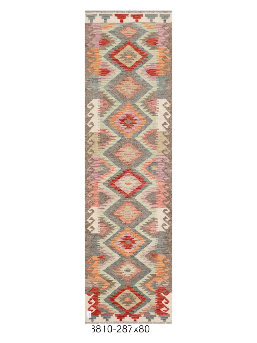 Maimana Afghanistan Kilim Runner Rug - 287 x 80 cm