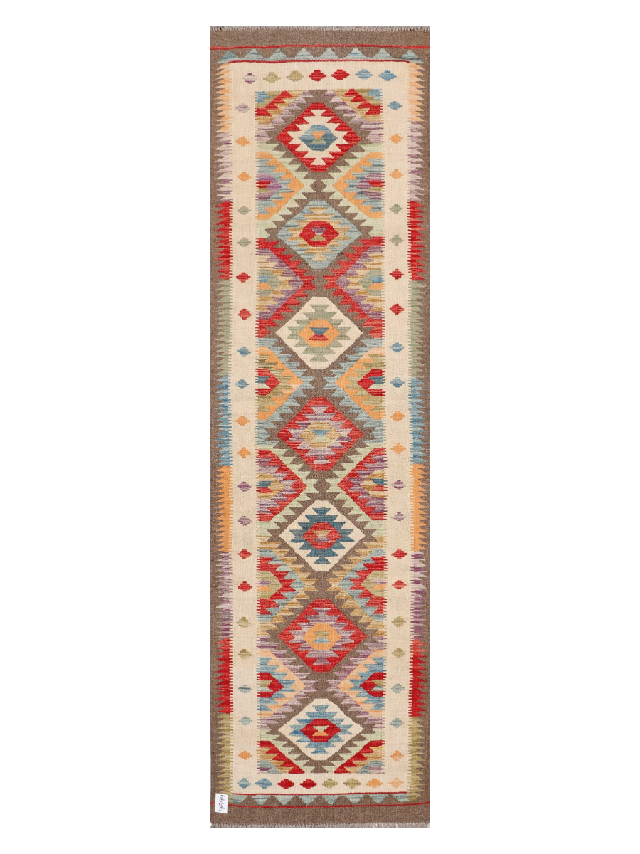 Maimana Afghanistan Kilim Runner Rug - 292 x 80 cm