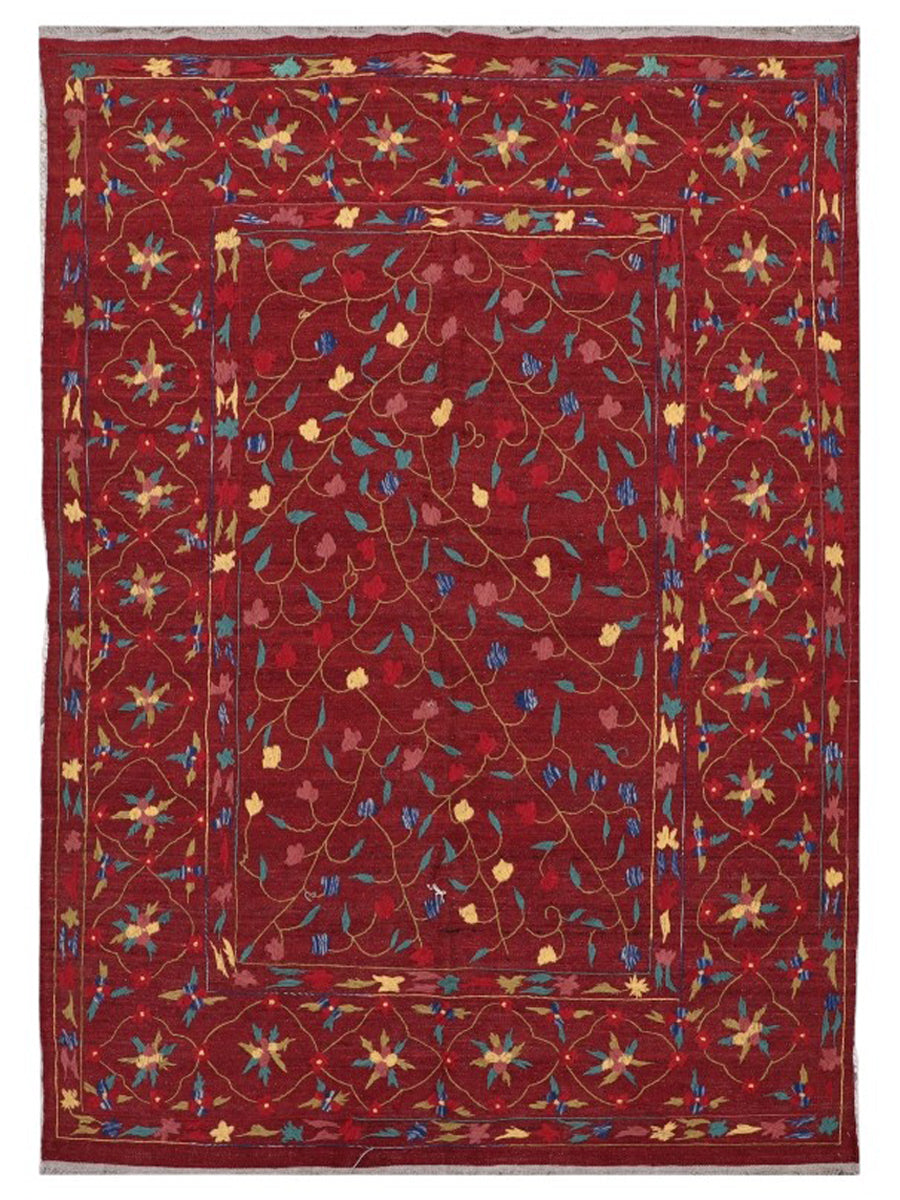 Suzani Hand Embroidered Kilim - Size: 210 x 150 cm