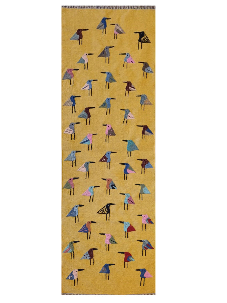 Suzani Hand Embroidered Kilim - Size: 215 x 75 cm