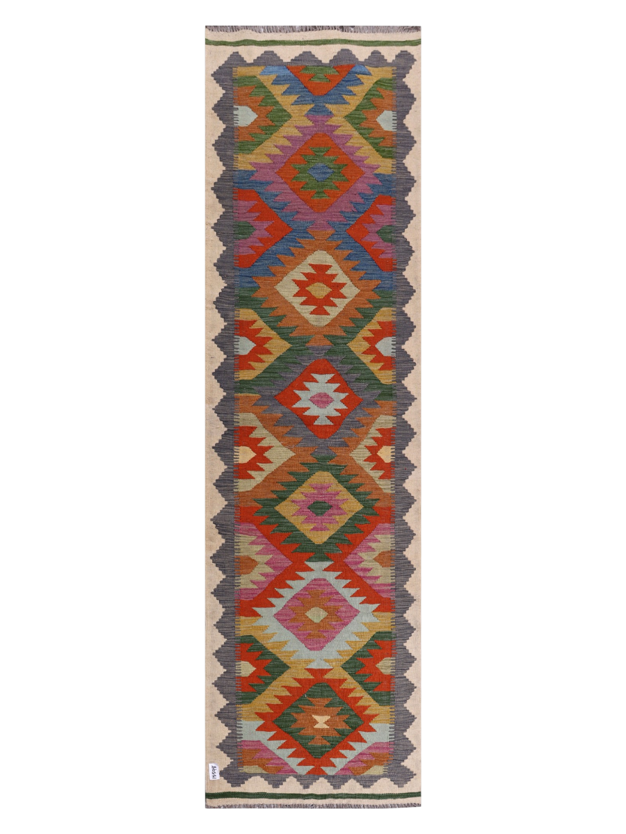 Maimana Afghanistan Kilim Runner Rug - 293 x 82 cm