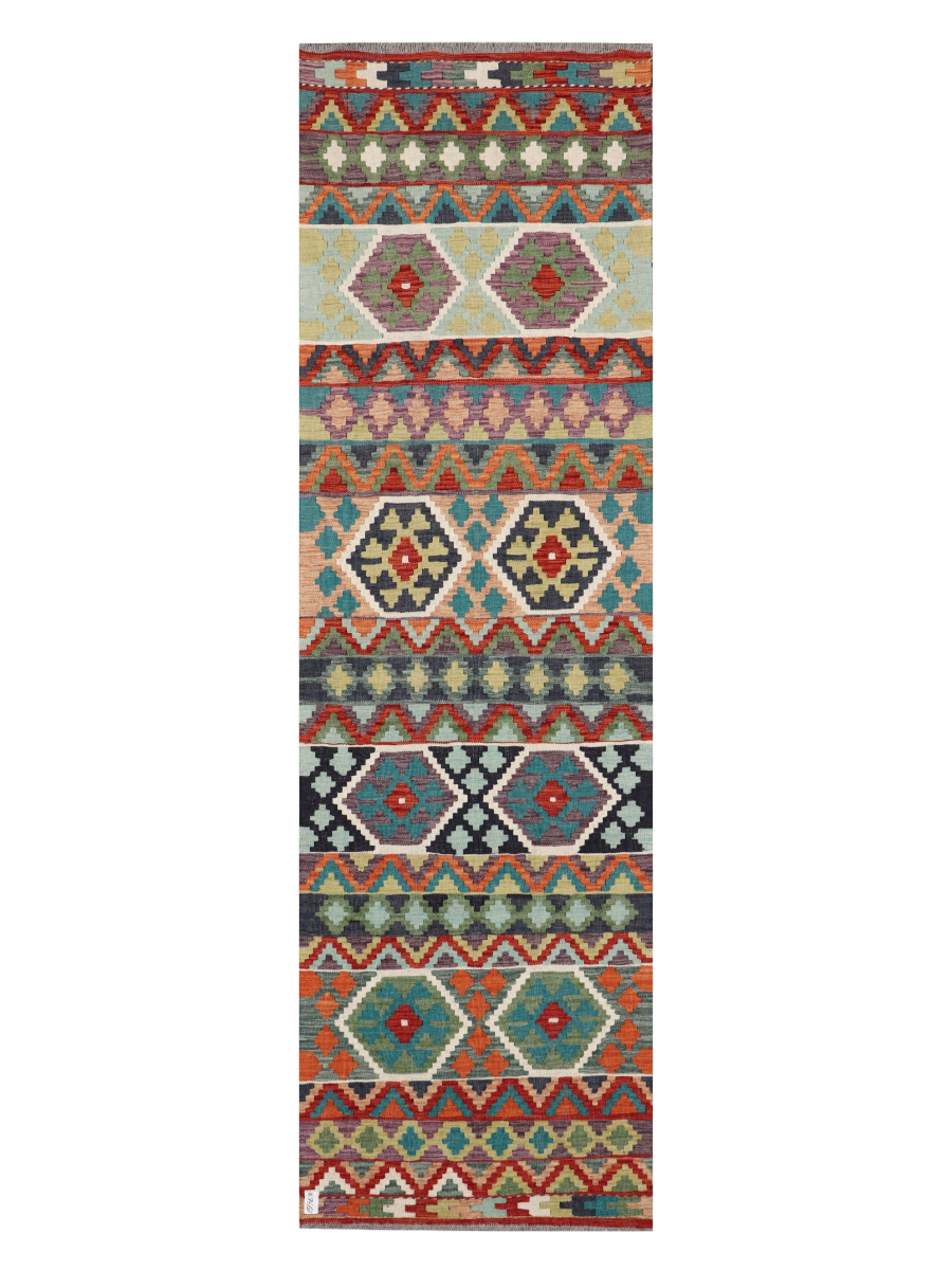 Maimana Afghanistan Kilim Runner Rug - 296 x 88 cm