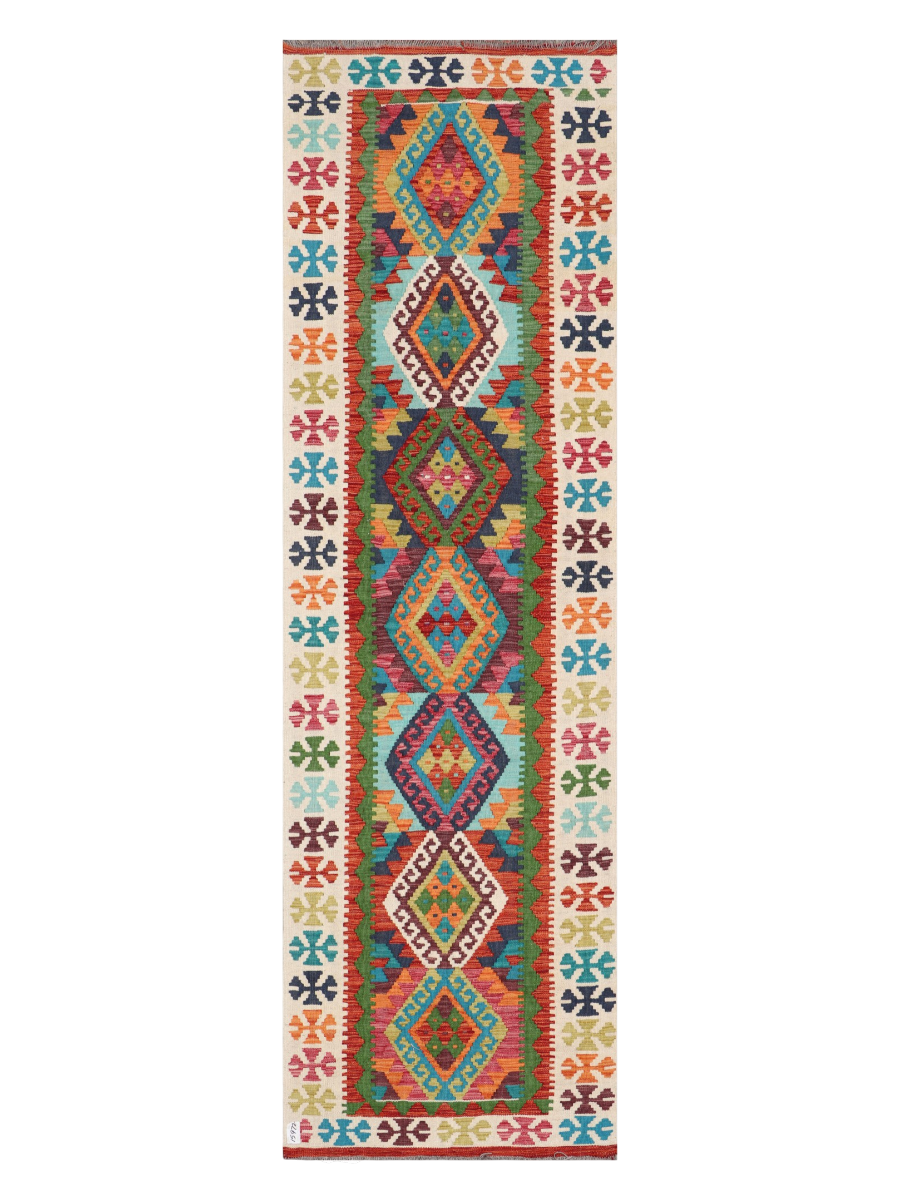 Maimana Afghanistan Kilim Runner Rug - 295 x 88 cm