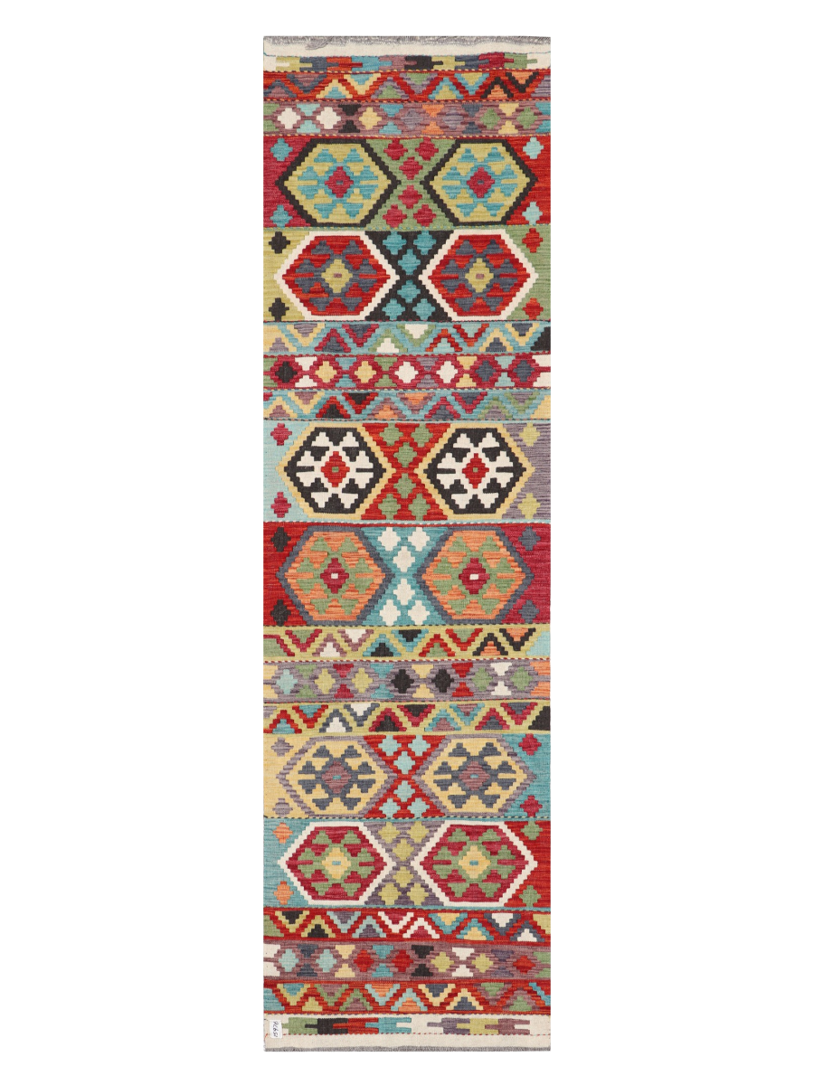 Maimana Afghanistan Kilim Runner Rug - 293 x 83 cm