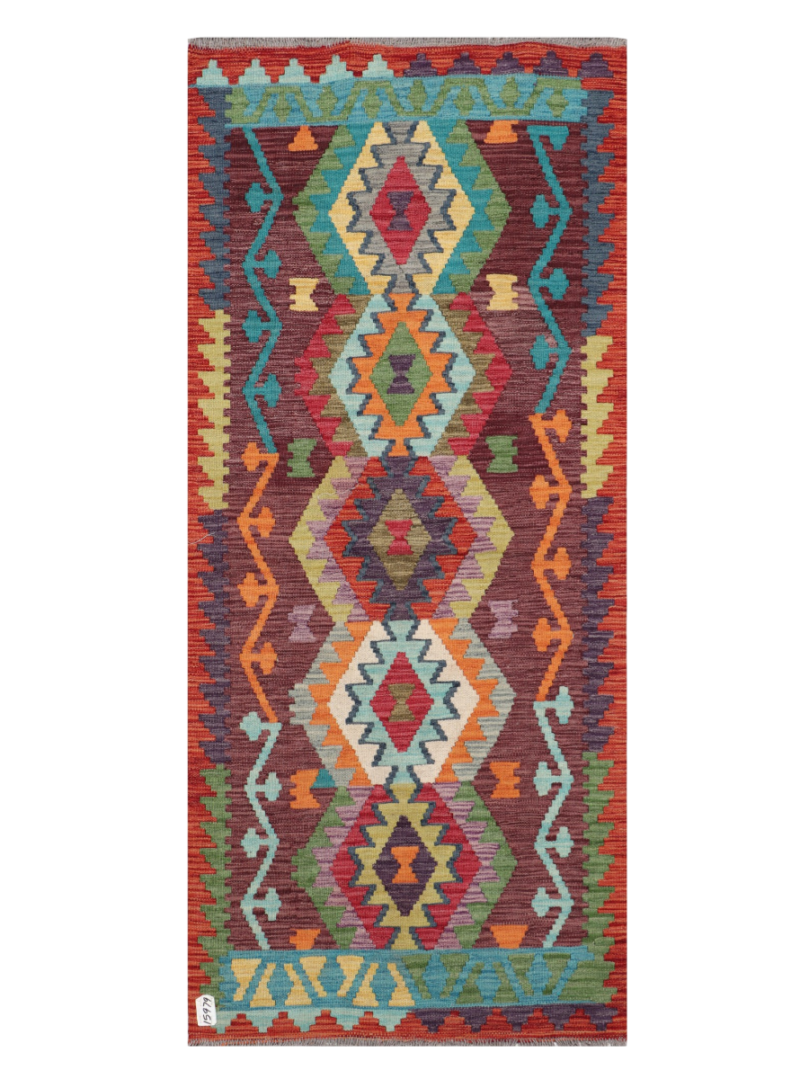 Maimana Afghanistan Kilim Runner Rug - 193 x 84 cm