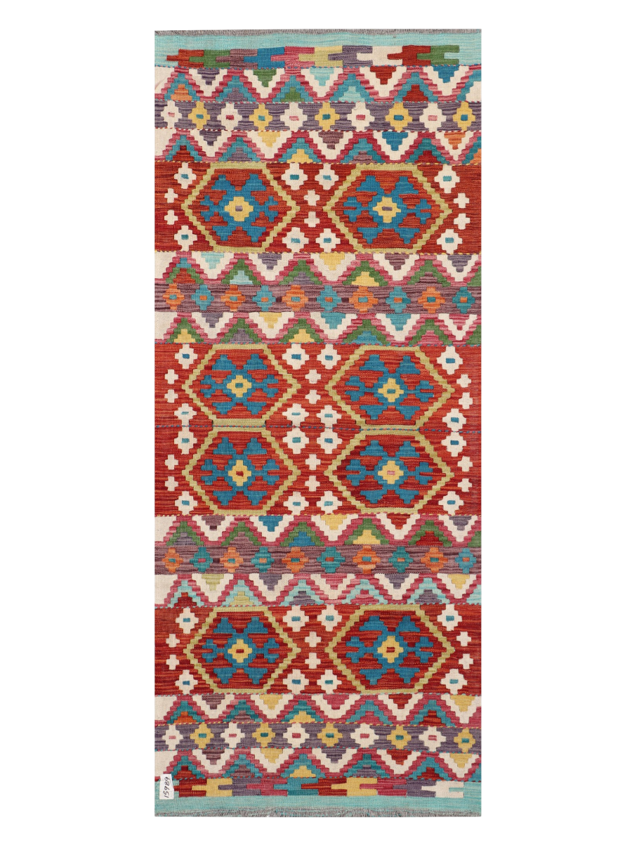 Maimana Afghanistan Kilim Runner Rug - 198 x 82 cm