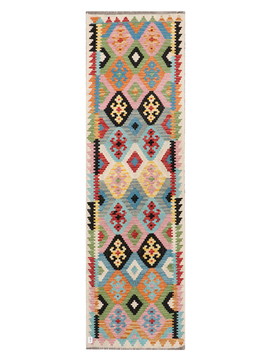 Maimana Afghanistan Kilim Runner Rug - 301 x 88 cm