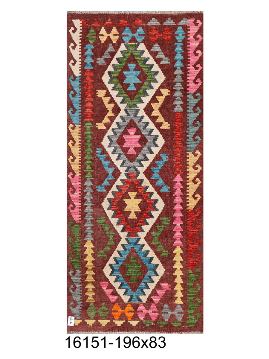 Maimana Afghanistan Kilim Runner Rug - 196 x 83 cm
