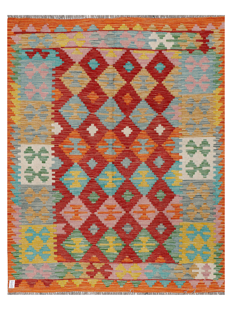 Maimana Afghanistan Kilim Accent Rug - 190 x 148 cm