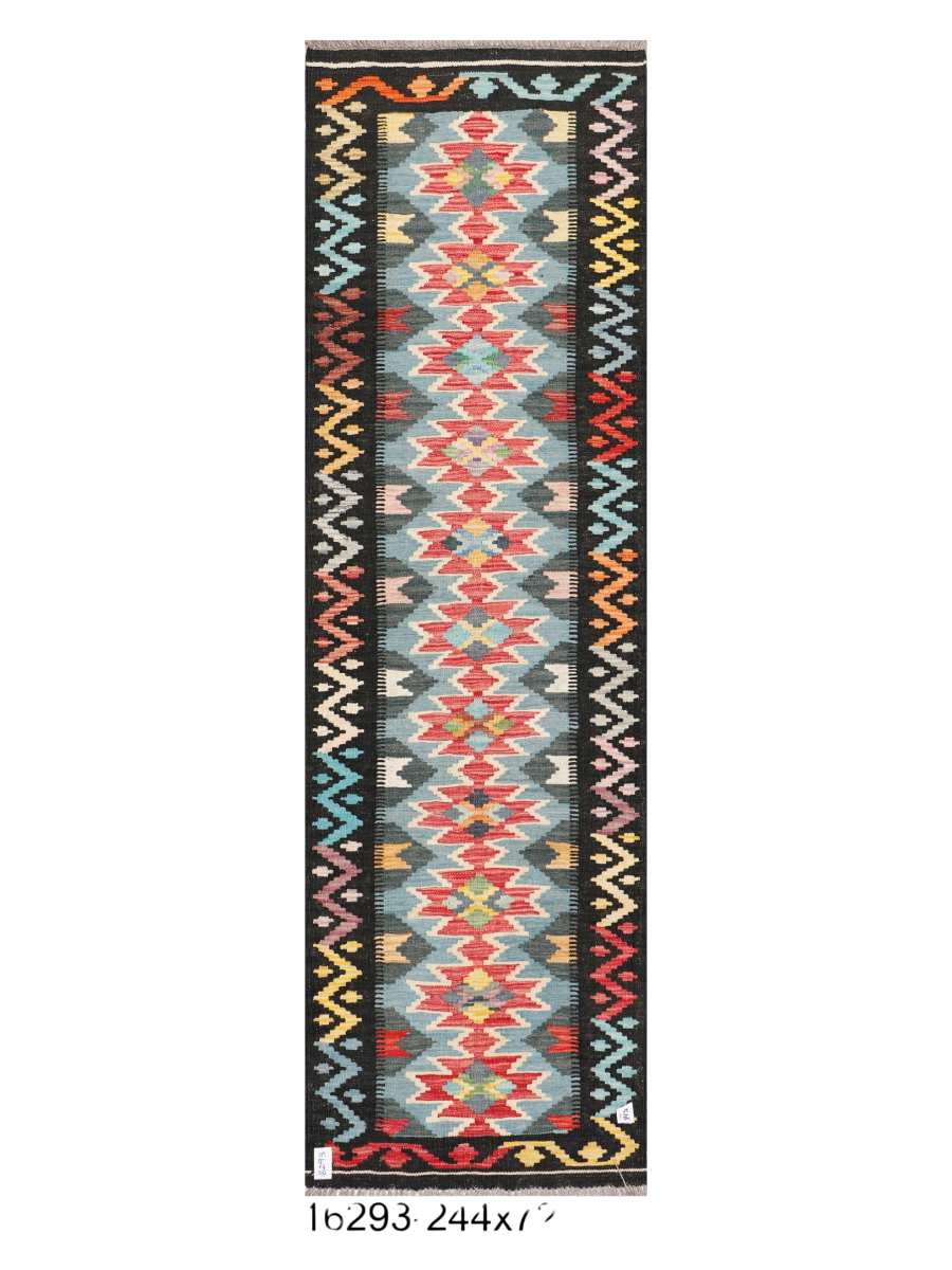 Maimana Afghanistan Kilim Runner Rug - 244 x 72 cm