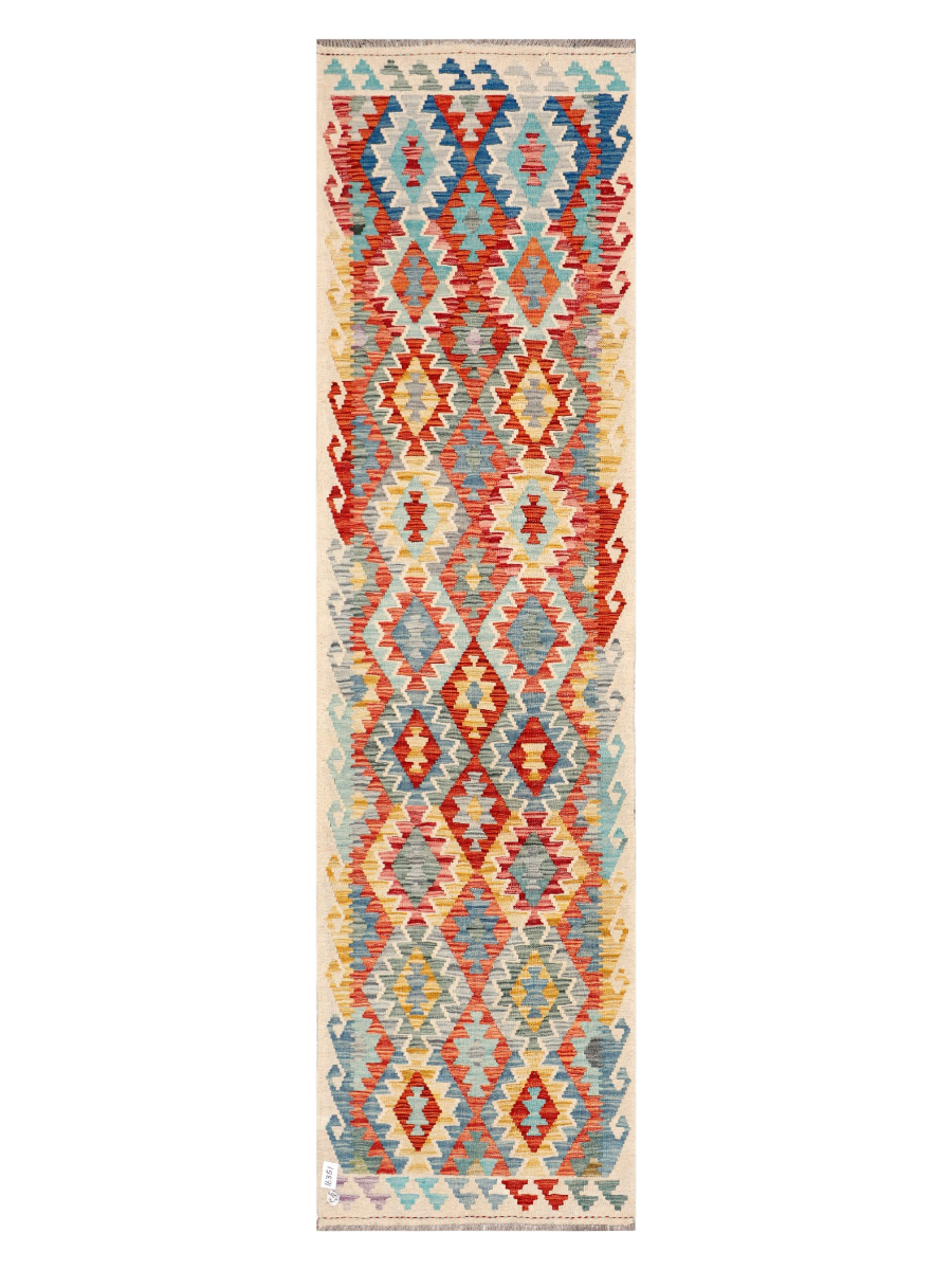 Maimana Afghanistan Kilim Runner Rug - 292 x 78 cm