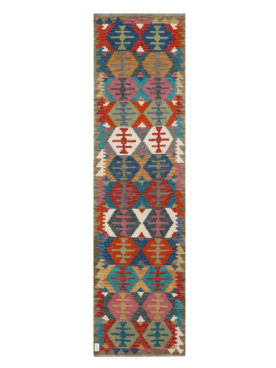Maimana Afghanistan Kilim Runner Rug - 299 x 79 cm