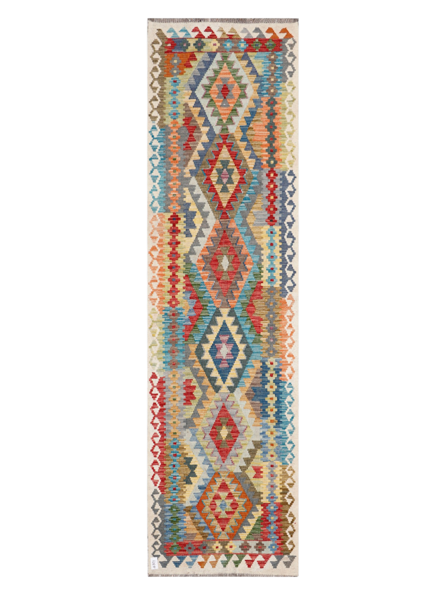 Maimana Afghanistan Kilim Runner Rug - 303 x 82 cm