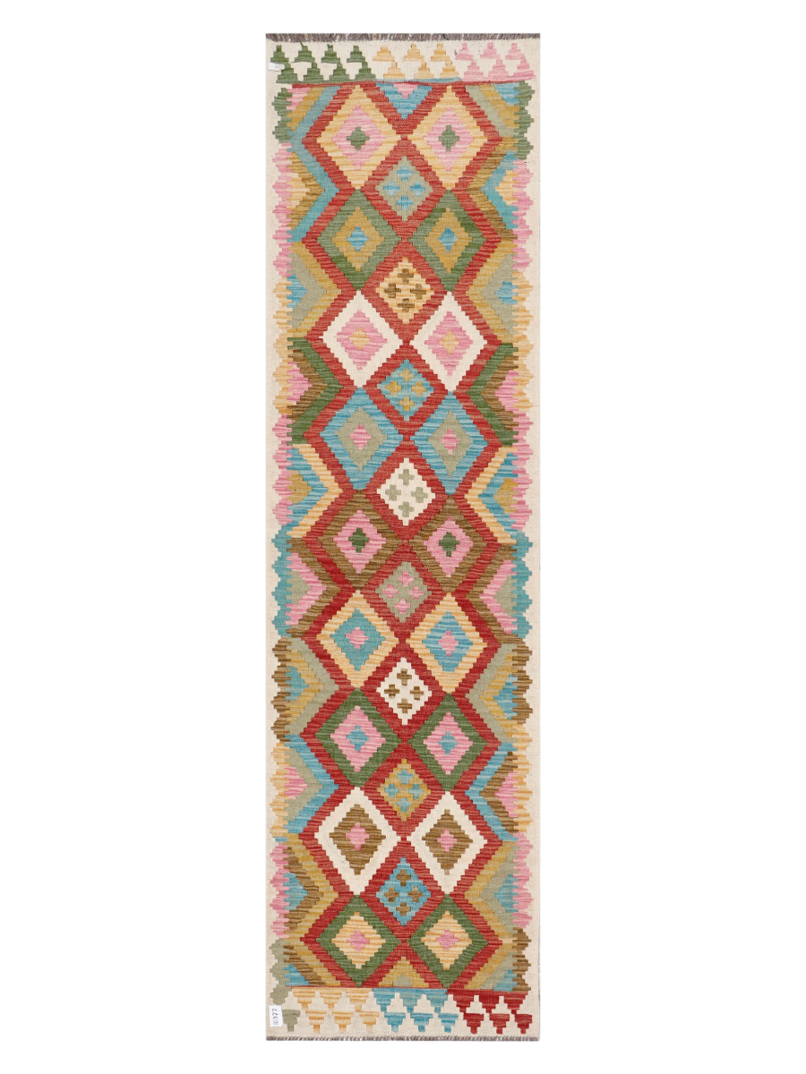 Maimana Afghanistan Kilim Runner Rug - 298 x 81 cm