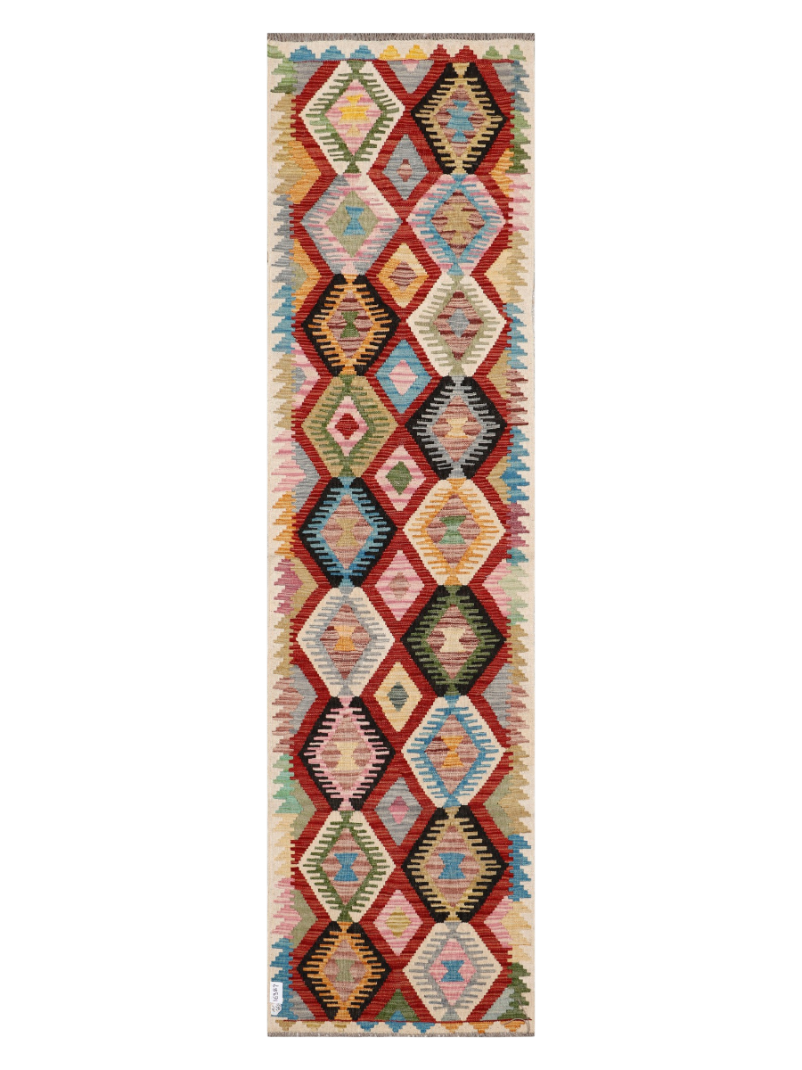 Maimana Afghanistan Kilim Runner Rug - 292 x 79 cm