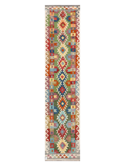 Maimana Afghanistan Kilim Runner Rug - 385 x 86 cm