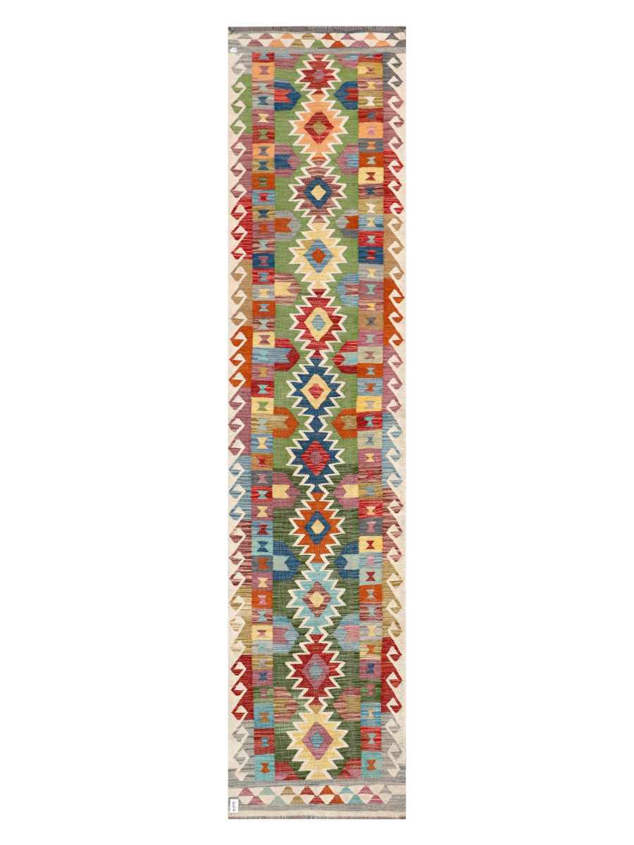 Maimana Afghanistan Kilim Runner Rug - 385 x 86 cm