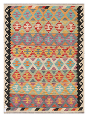 Maimana Afghanistan Kilim Accent Rug - 201 x 147 cm