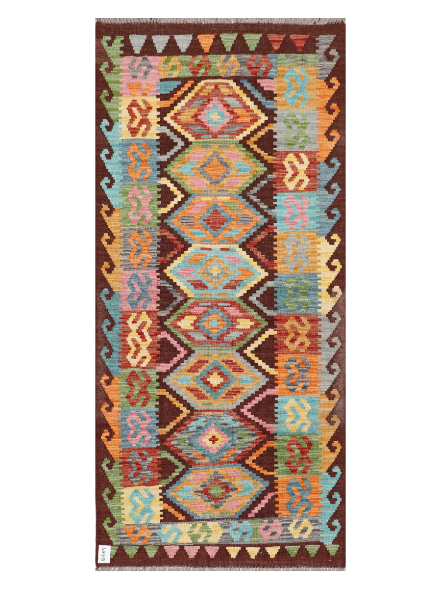 Maimana Afghanistan Kilim Runner Rug - 194 x 88 cm
