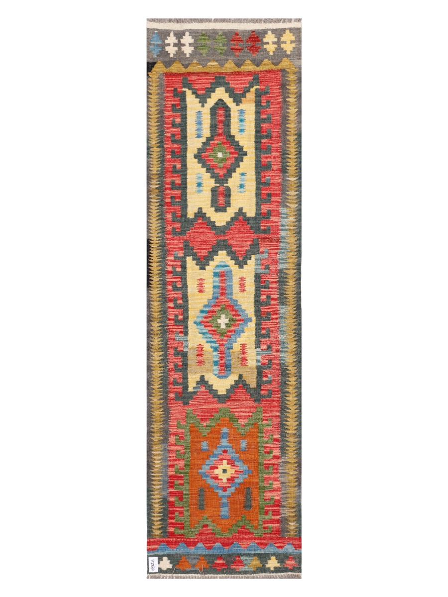 Maimana Afghanistan Kilim Runner Rug - 243 x 67 cm