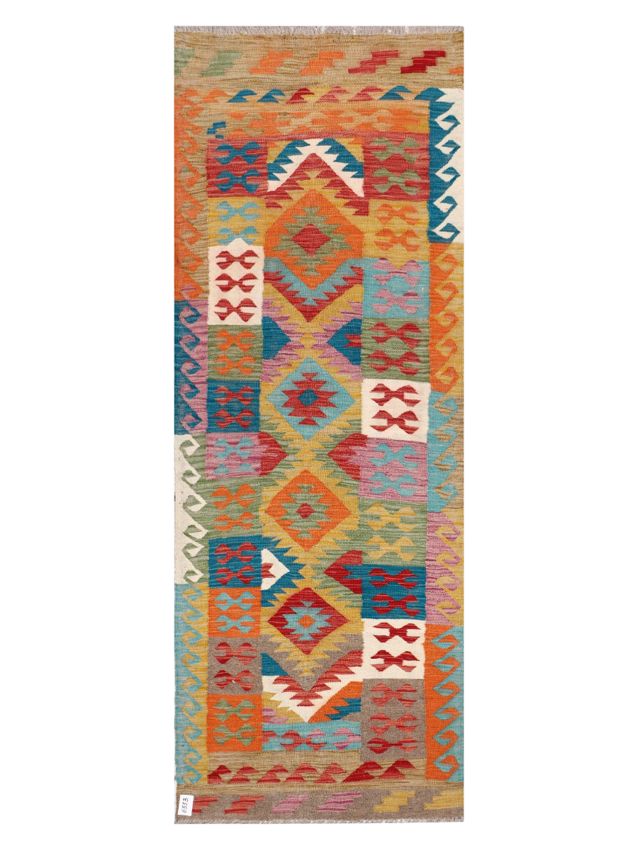 Maimana Afghanistan Kilim Runner Rug - 243 x 88 cm
