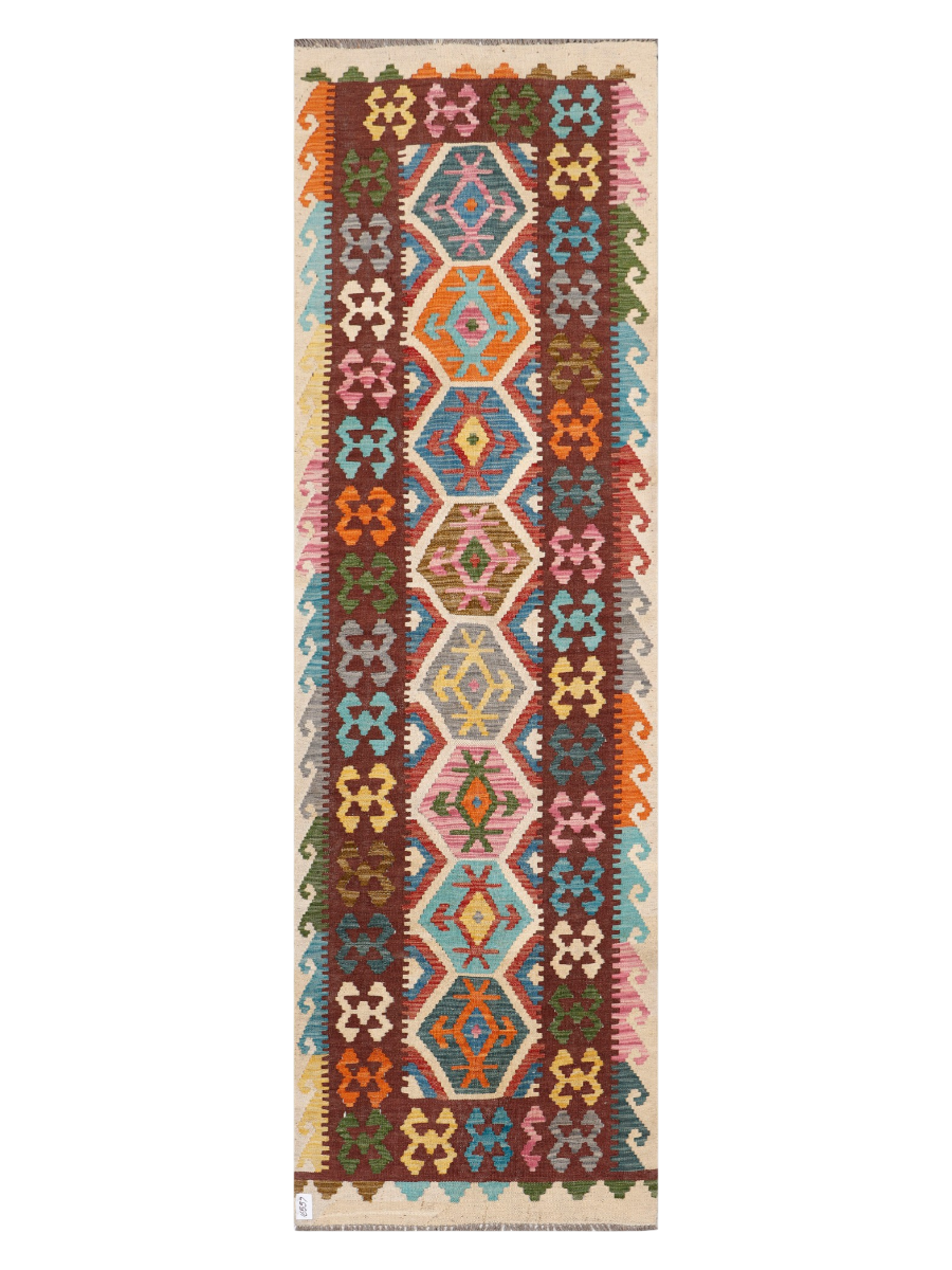 Maimana Afghanistan Kilim Runner Rug - 289 x 88 cm