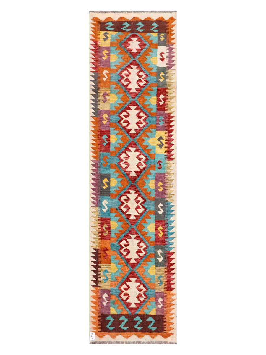 Maimana Afghanistan Kilim Runner Rug - 282 x 74 cm