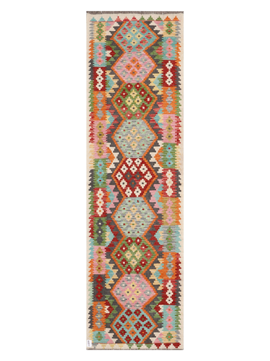 Maimana Afghanistan Kilim Runner Rug - 296 x 85 cm