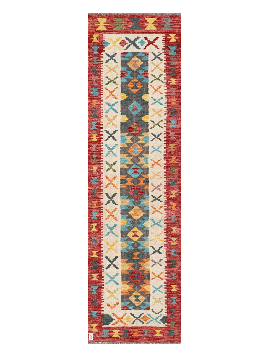 Maimana Afghanistan Kilim Runner Rug - 296 x 83 cm