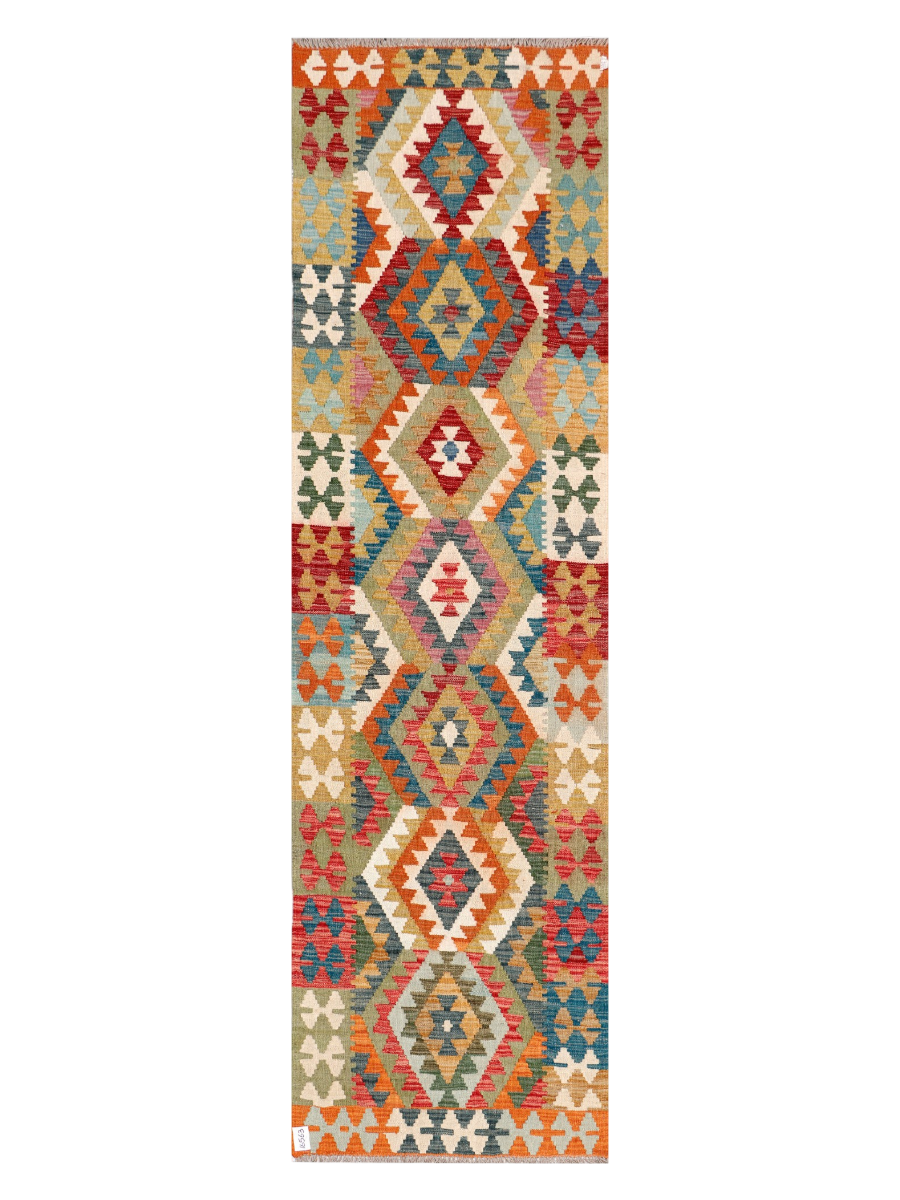 Maimana Afghanistan Kilim Runner Rug - 288 x 81 cm