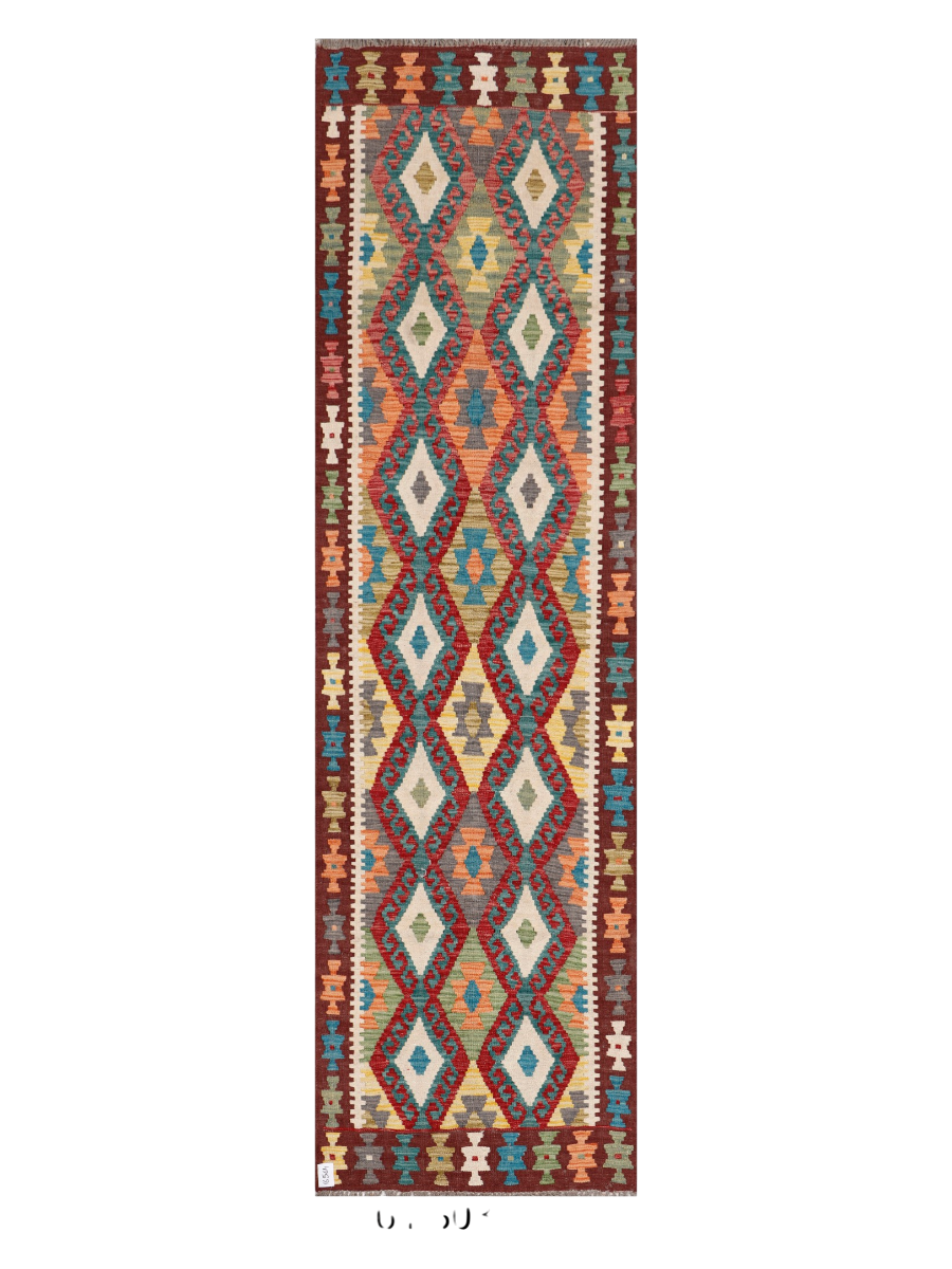 Maimana Afghanistan Kilim Runner Rug - 303 x 84 cm