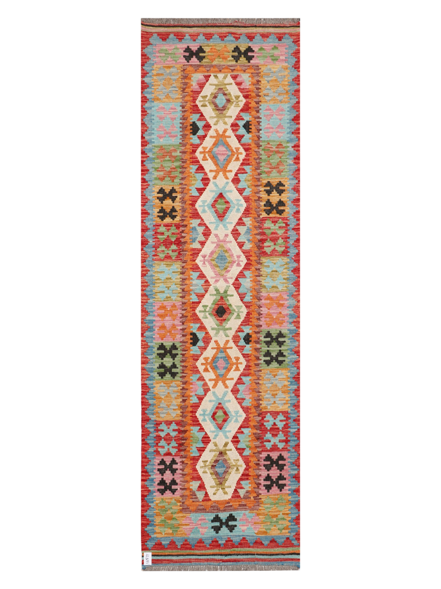 Maimana Afghanistan Kilim Runner Rug - 285 x 82 cm