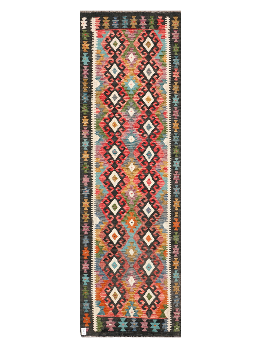 Maimana Afghanistan Kilim Runner Rug - 298 x 92 cm