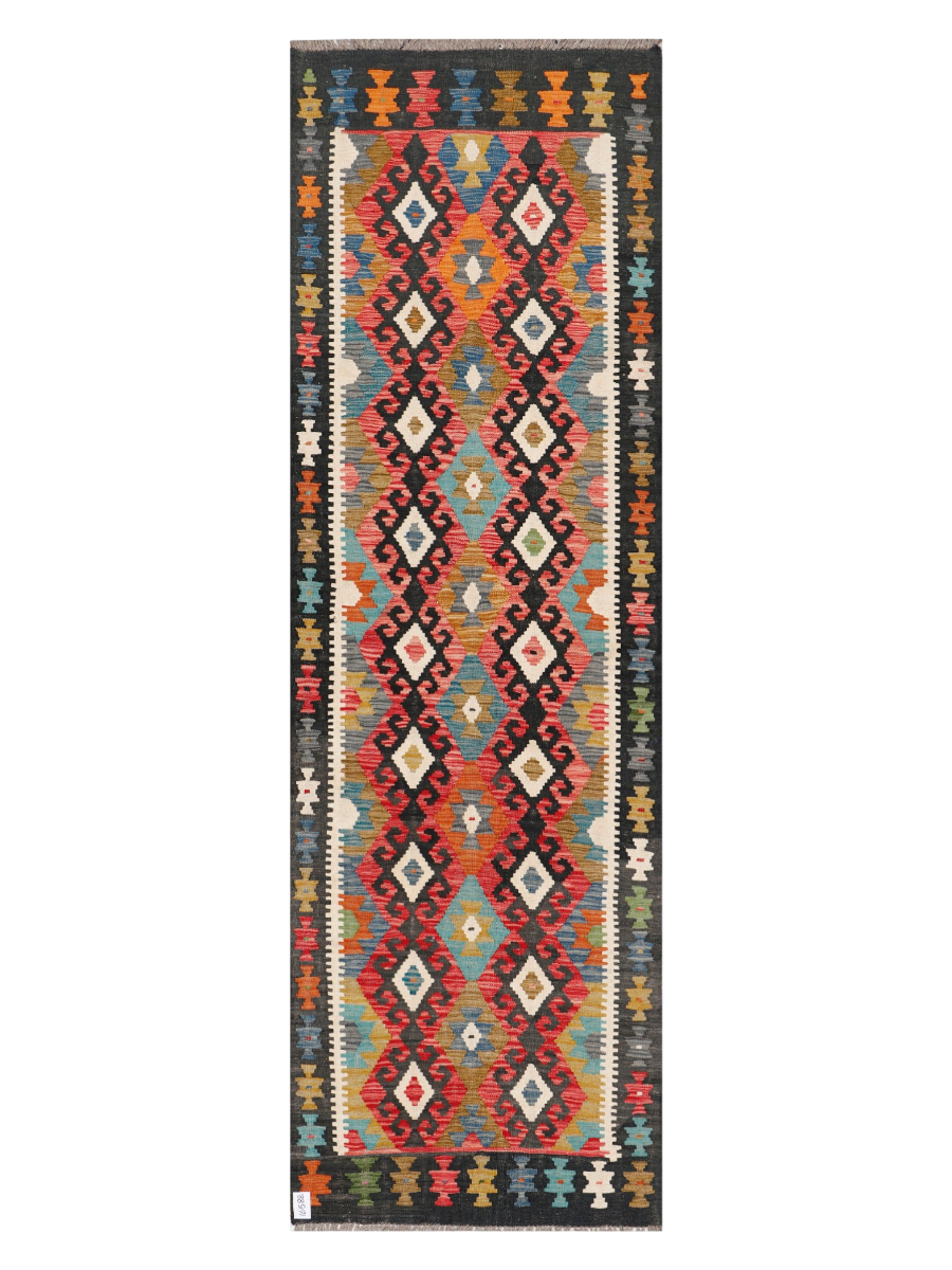 Maimana Afghanistan Kilim Runner Rug - 292 x 91 cm