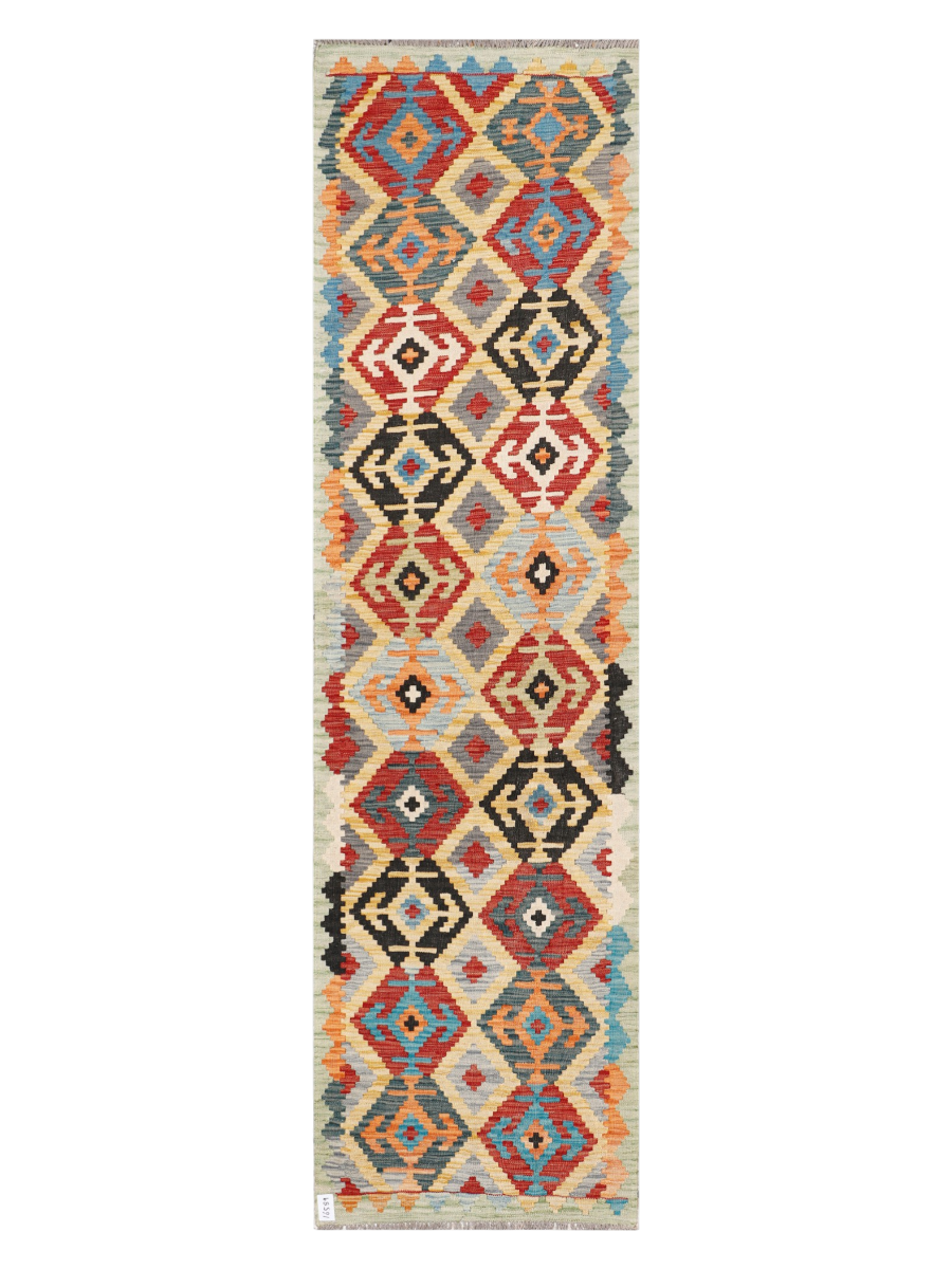 Maimana Afghanistan Kilim Runner Rug - 293 x 80 cm