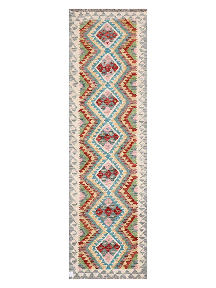 Maimana Afghanistan Kilim Runner Rug - 295 x 85 cm