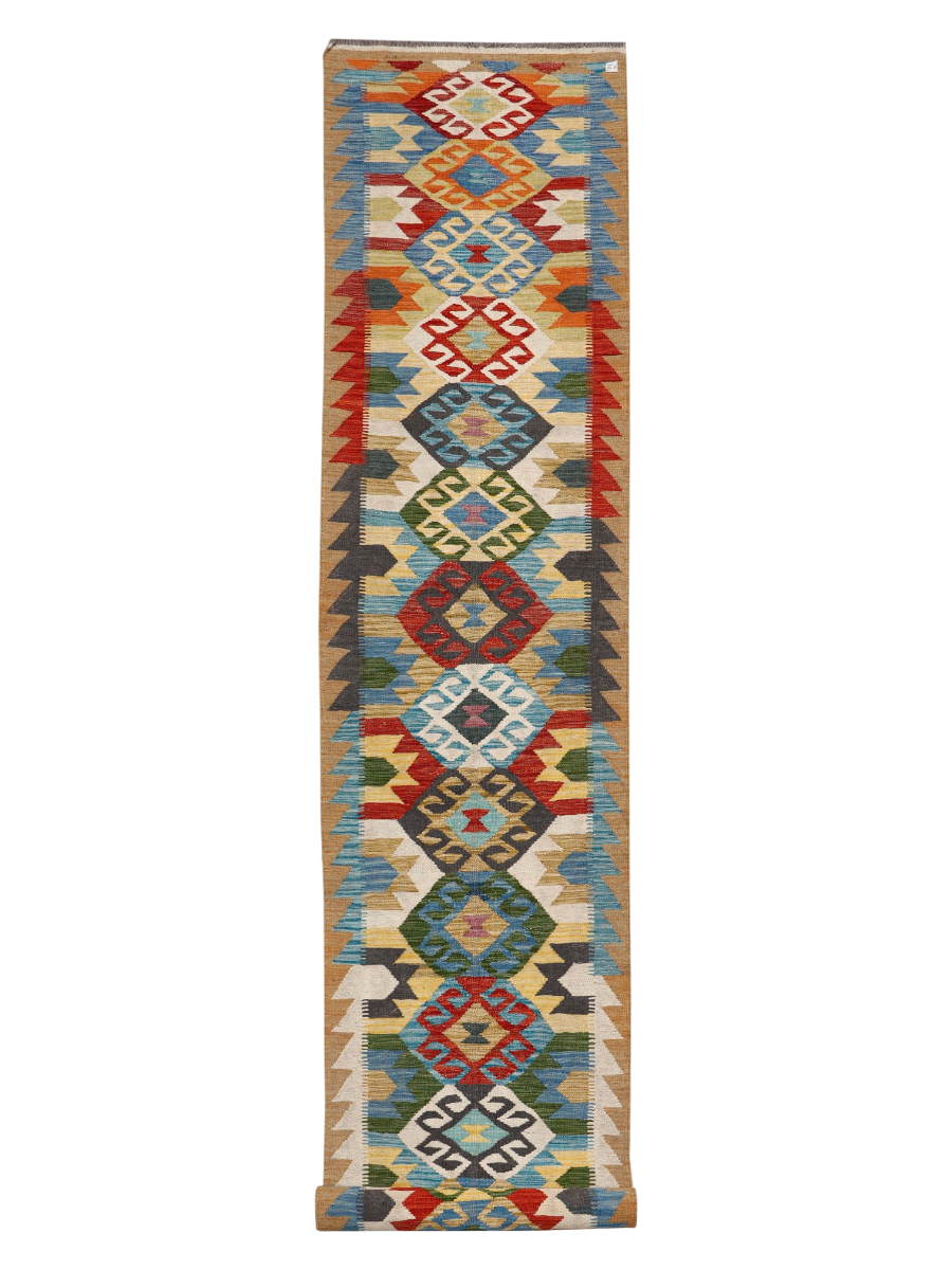 Maimana Afghanistan Kilim Runner Rug - 302 x 85 cm