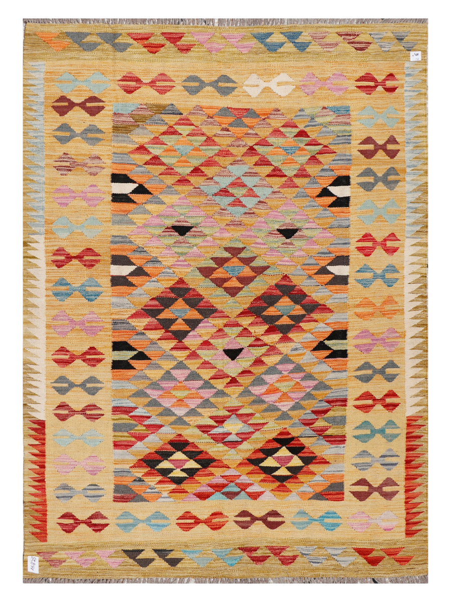 Maimana Afghanistan Kilim Accent Rug - 202 x 145 cm