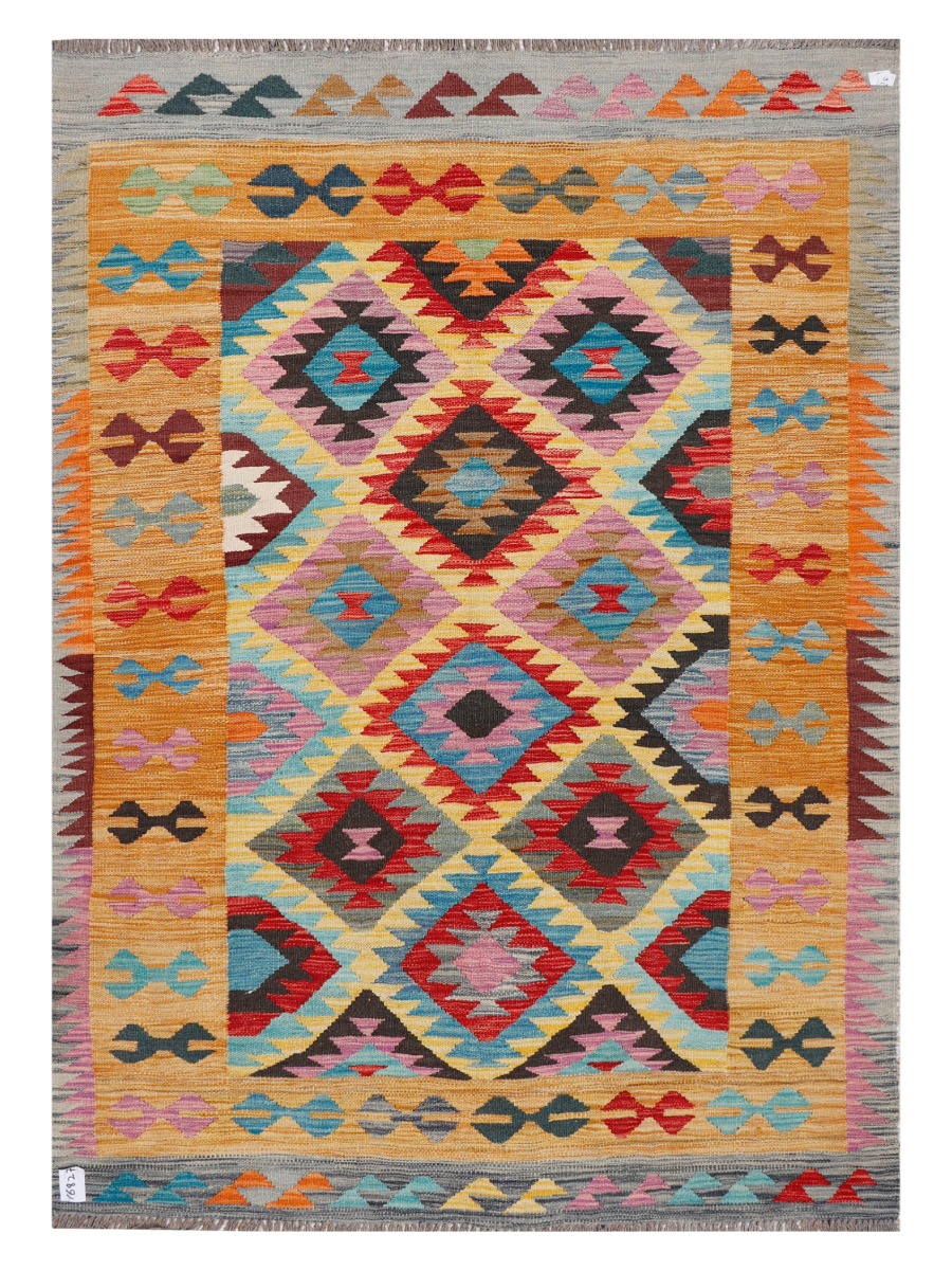 Maimana Afghanistan Kilim Accent Rug - 201 x 143 cm