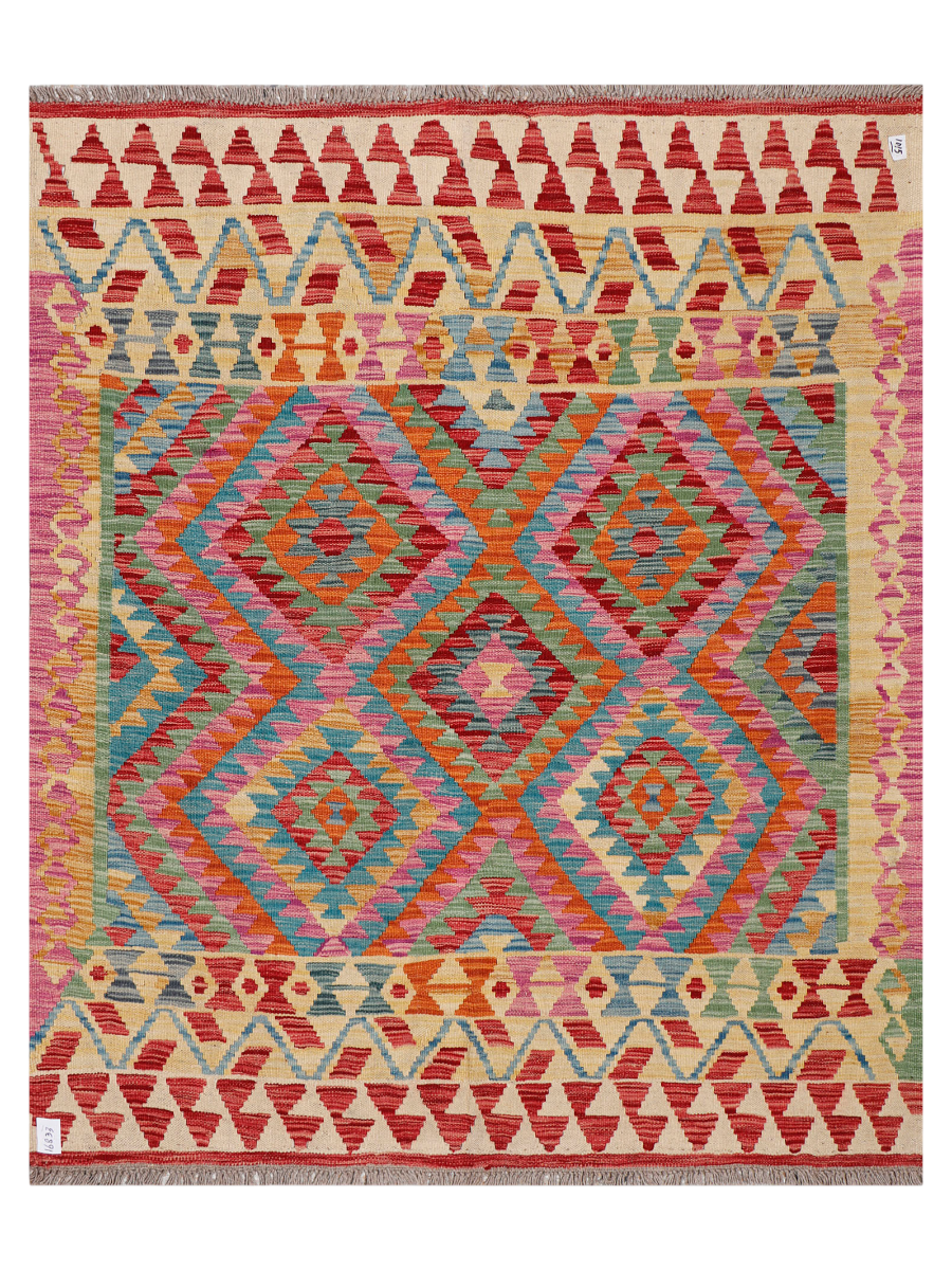 Maimana Afghanistan Kilim Accent Rug - 192 x 156 cm