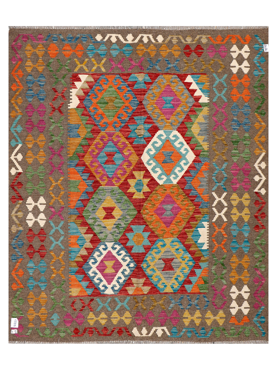 Maimana Afghanistan Kilim Accent Rug - 194 x 159 cm