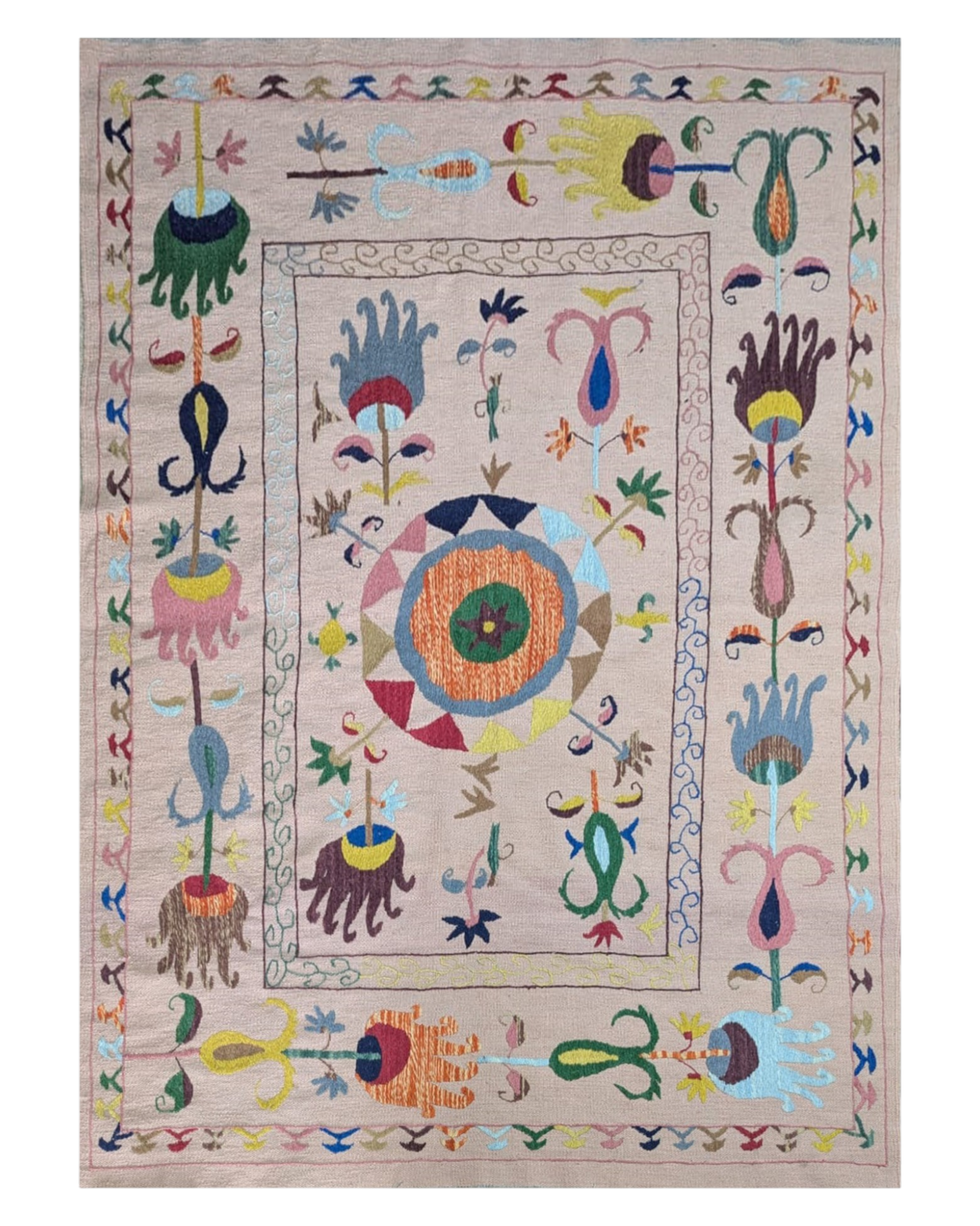 Suzani Hand Embroidered Kilim - Size: 210 x 150 cm