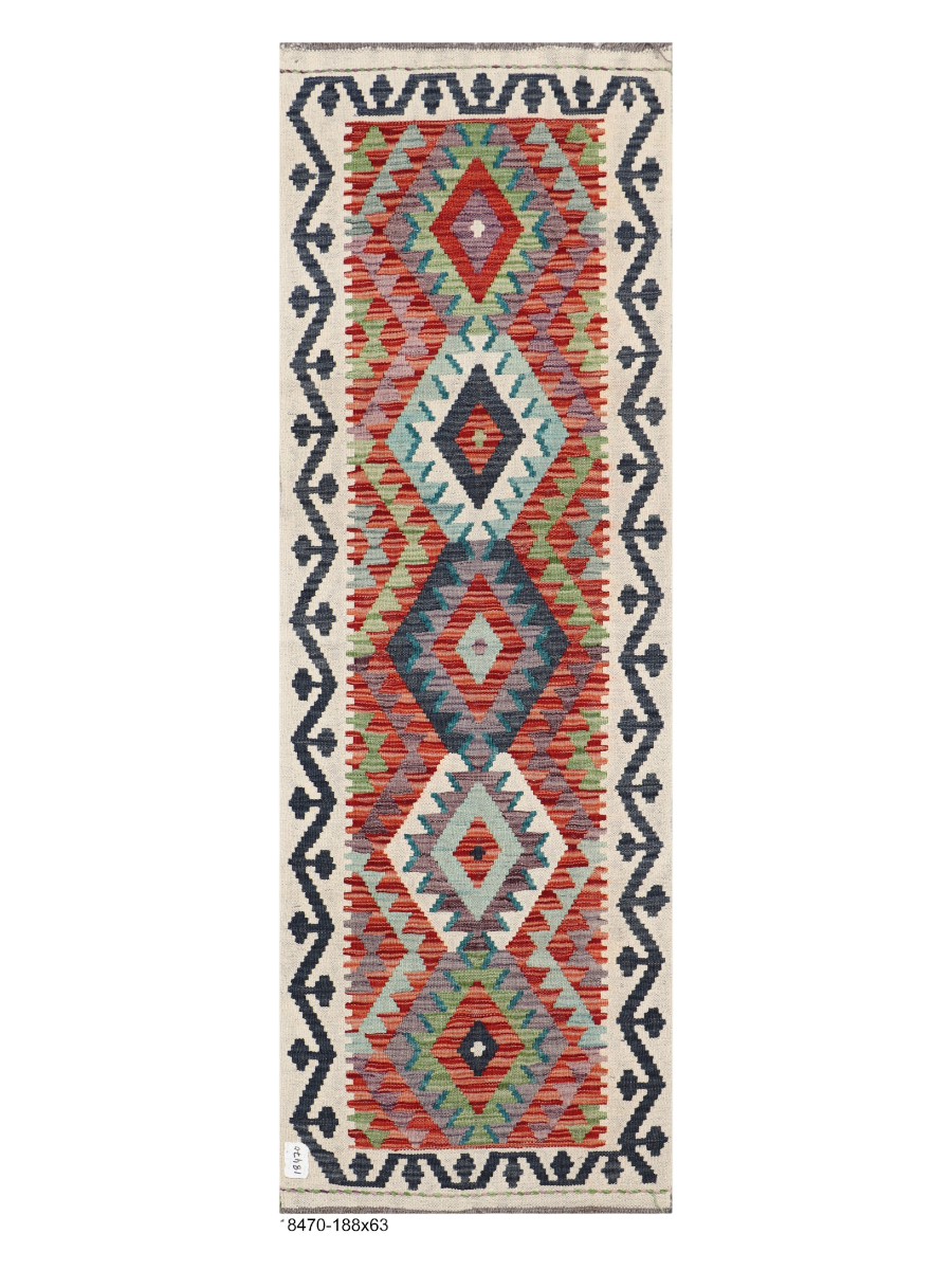 Maimana Afghanistan Kilim Runner Rug - 188 x 63 cm